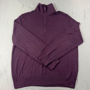 Banana Republic Silk Cotton Cashmere Sweater Mens XL Plum 1/4 Zip Pullover